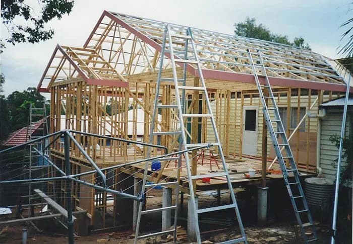 A house frame during construction