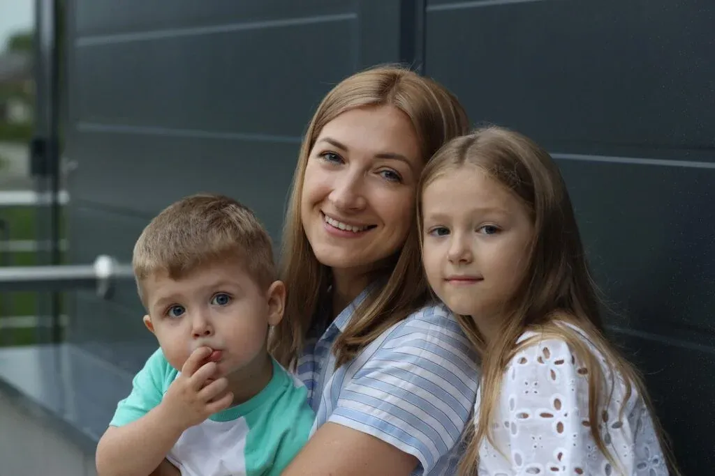 Mother with 2 children