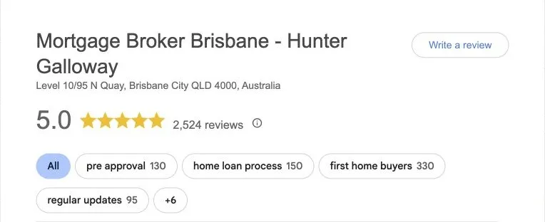 Hunter Galloway Google reviews showing a 5.0 rating from 2,524 reviews on 1 October 2026