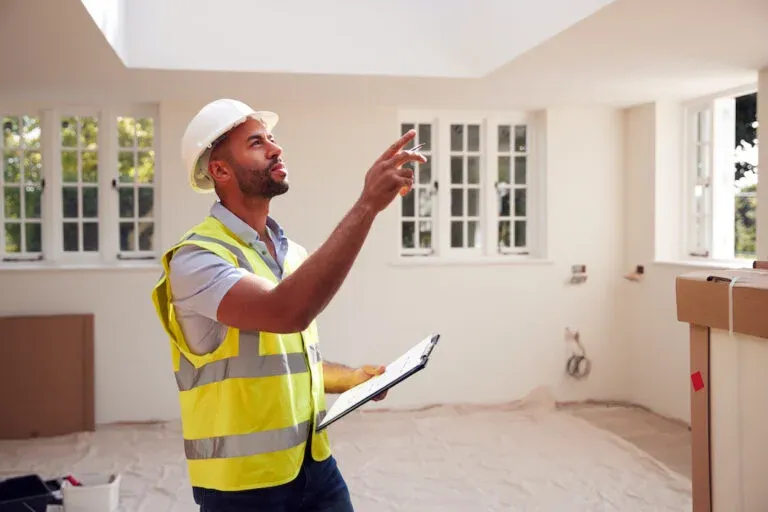 Building inspector checking a property
