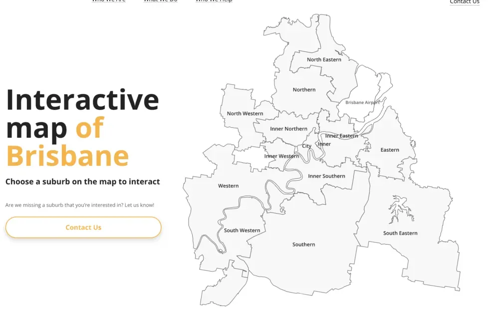 Interactive map of Brisbane suburbs divided into regions