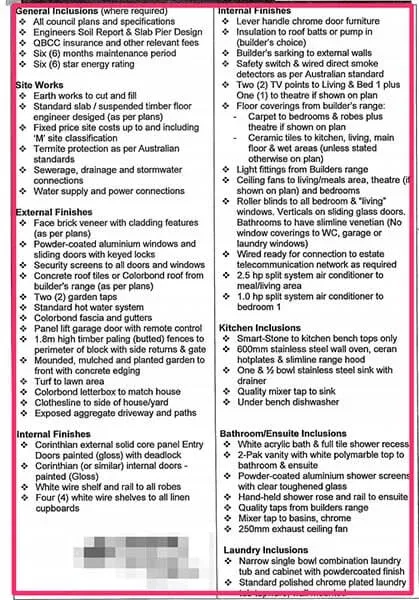 queensland building contract specifications