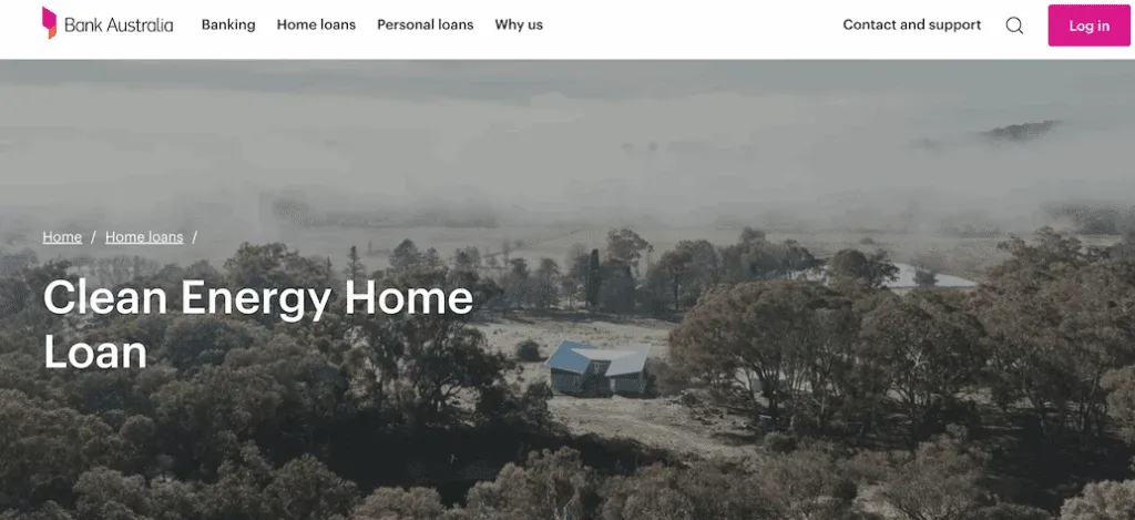 Bank Australia clean energy home loan