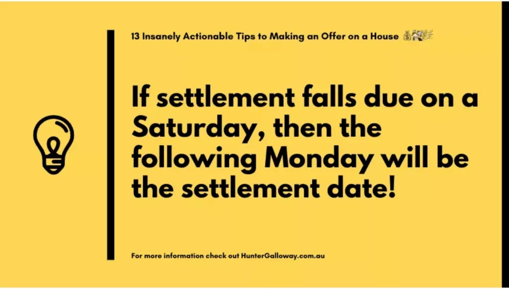 Settlement - making an offer on a house