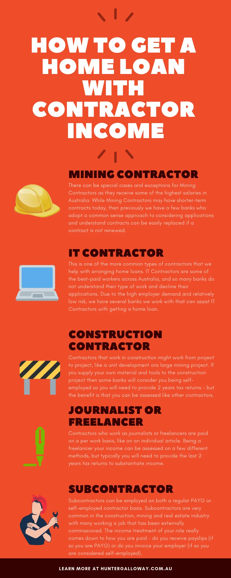 How to get a Home Loan on Contractor Income infographic