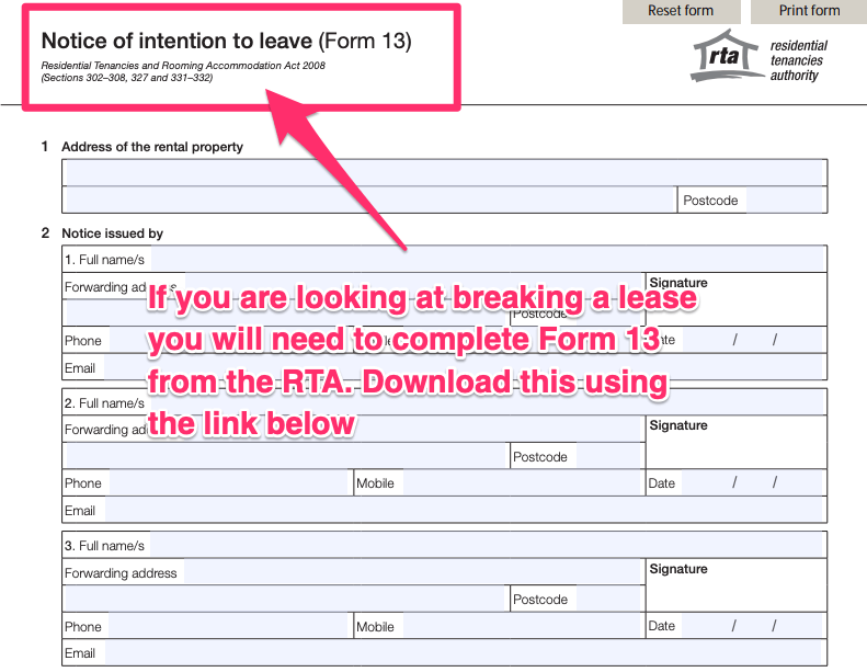 Breaking lease RTA-notice-of-intention-to-leave-form13