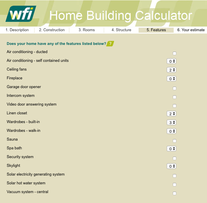 Home building calculator