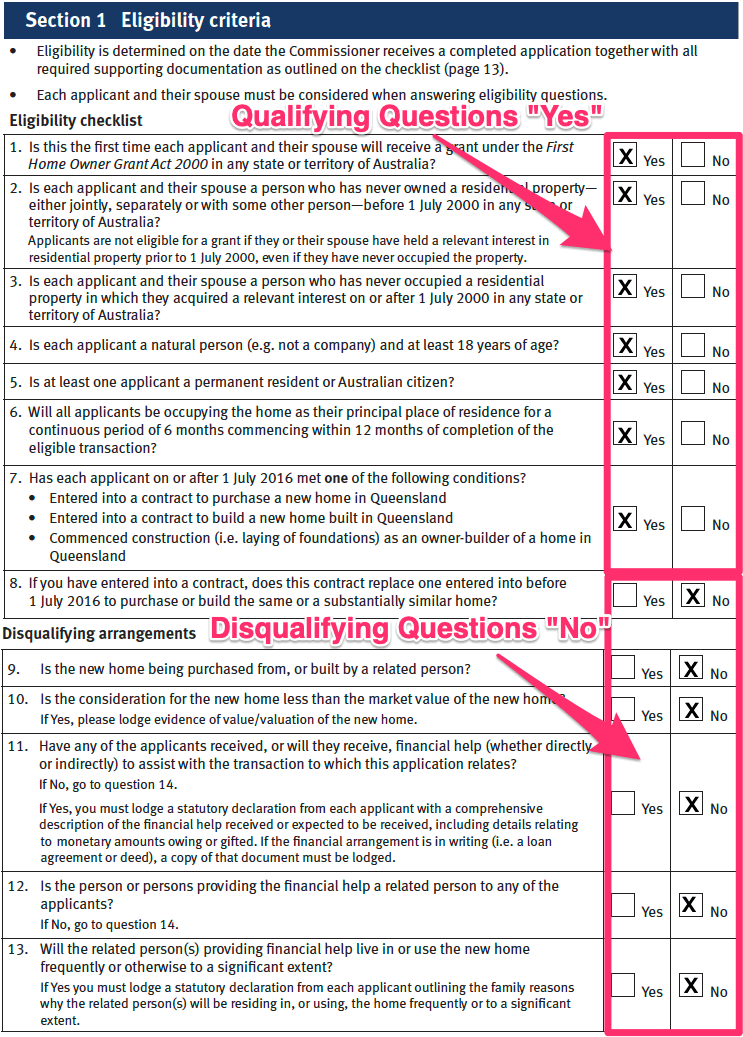 First Home Owners Grant Application Section 1