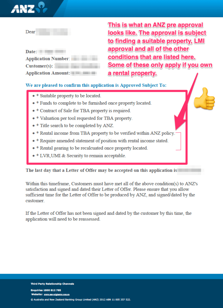 anz pre approval example