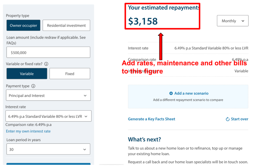 Add expenses to your home loan repayments