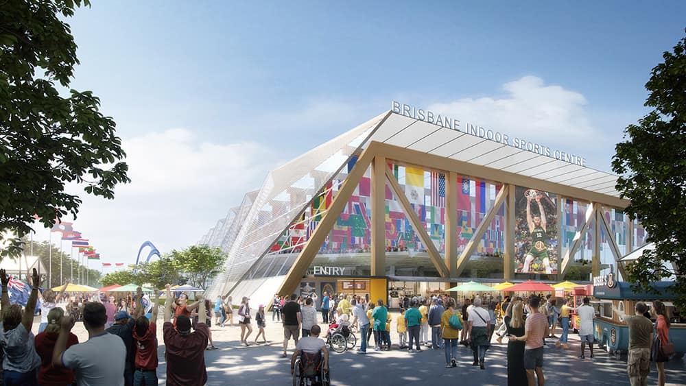 A mockup of the Brisbane indoor sports centre